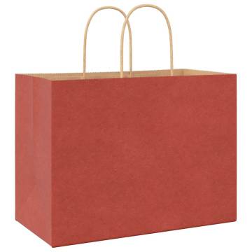 Durable Red Paper Bags with Handles - 50 pcs | HipoMarket