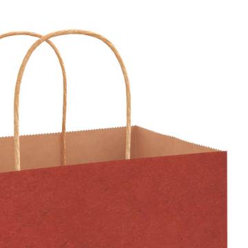 Durable Red Paper Bags with Handles - 50 pcs | HipoMarket