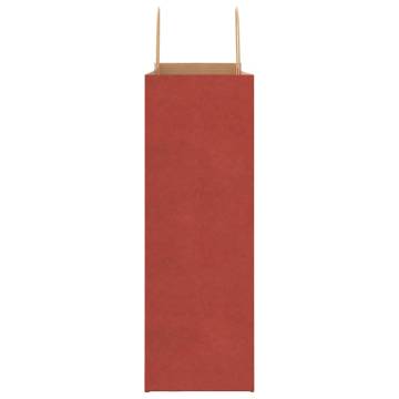 Red Paper Bags with Handles - 50 pcs - Durable & Recyclable