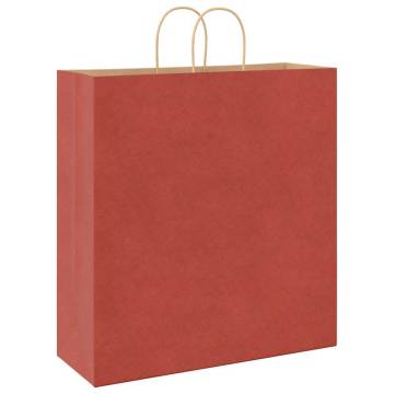 Red Paper Bags with Handles - 50 pcs - Durable & Recyclable