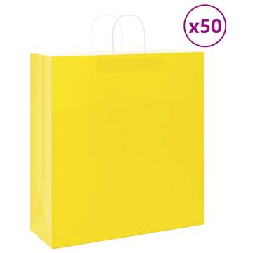 Yellow Paper Bags with Handles - 50 pcs | Eco-Friendly Packaging