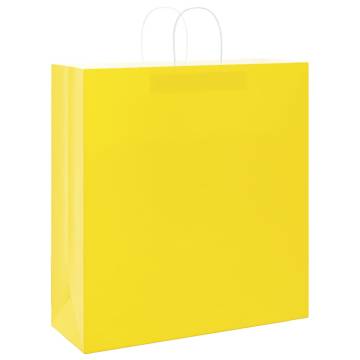 Yellow Paper Bags with Handles - 50 pcs | Eco-Friendly Packaging