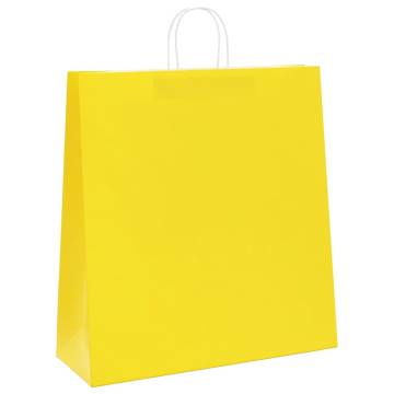 Yellow Paper Bags with Handles - 50 pcs | Eco-Friendly Packaging