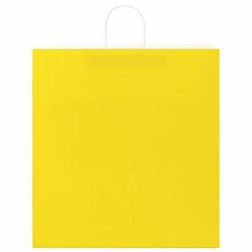 Yellow Paper Bags with Handles - 50 pcs | Eco-Friendly Packaging