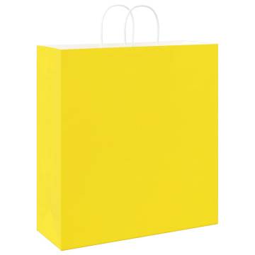 Yellow Paper Bags with Handles - 50 pcs | Eco-Friendly Packaging