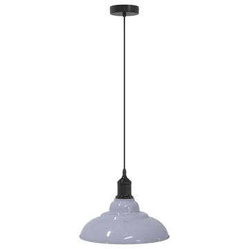 Height Adjustable Gloss Grey E27 Pendant Lamp - 31 cm