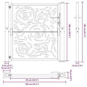 Garden Gate 105x105 cm - Weathering Steel Flame Design