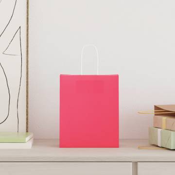 50 Pink Paper Bags with Handles - Eco-Friendly & Versatile