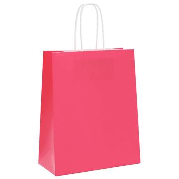 50 Pink Paper Bags with Handles - Eco-Friendly & Versatile