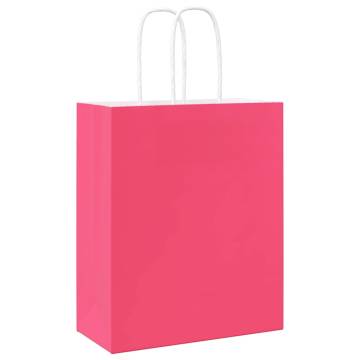 50 Pink Paper Bags with Handles - Eco-Friendly & Versatile