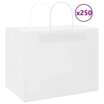 250 White Paper Bags with Handles - Sustainable & Versatile