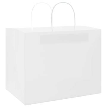 250 White Paper Bags with Handles - Sustainable & Versatile