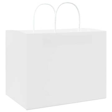 250 White Paper Bags with Handles - Sustainable & Versatile