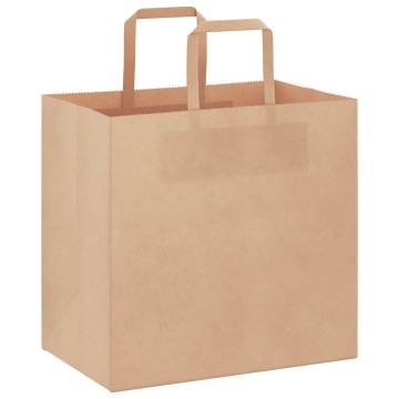 Brown Paper Bags with Handles - 250 pcs (26x17x25 cm)