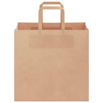 Brown Paper Bags with Handles - 250 pcs (26x17x25 cm)