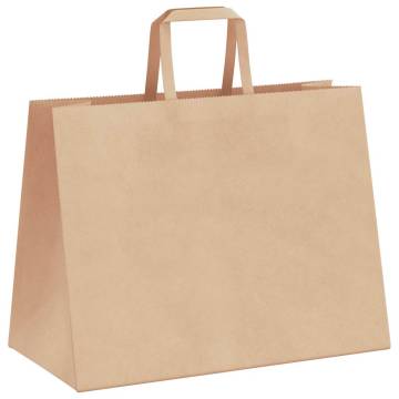 Brown Paper Bags with Handles - 250 Pcs | Hipomarket UK