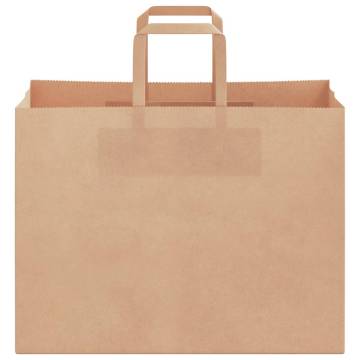 Brown Paper Bags with Handles - 250 Pcs | Hipomarket UK