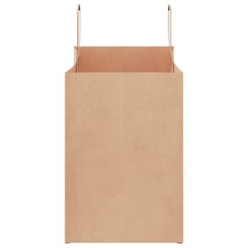 Brown Paper Bags with Handles - 250 Pcs | Hipomarket UK