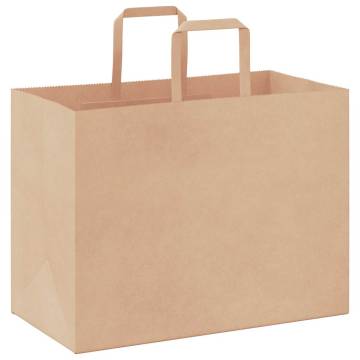 Brown Paper Bags with Handles - 250 Pcs | Hipomarket UK