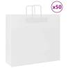 50 White Paper Bags with Handles - Eco-Friendly & Durable