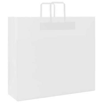 50 White Paper Bags with Handles - Eco-Friendly & Durable