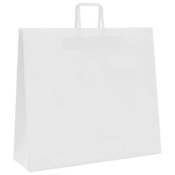 50 White Paper Bags with Handles - Eco-Friendly & Durable