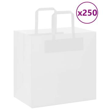 White Paper Bags with Handles - 250 pcs | Eco-Friendly Packaging