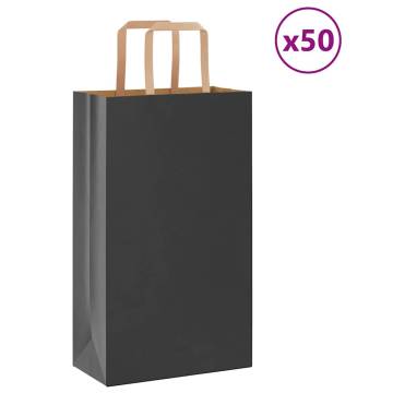 Paper Bags 50 pcs with Handles Black - Eco-Friendly Packaging