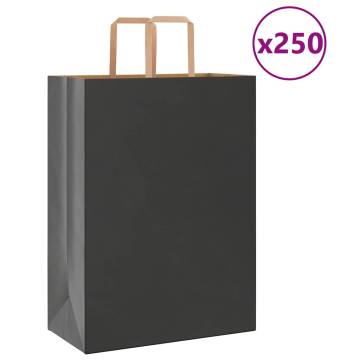 Sustainable Paper Bags with Handles - 250 pcs Black 32x17x44 cm