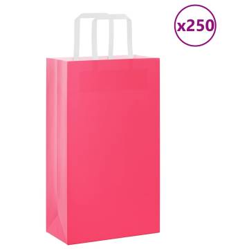 250 Pink Paper Bags with Handles | Eco-Friendly & Durable