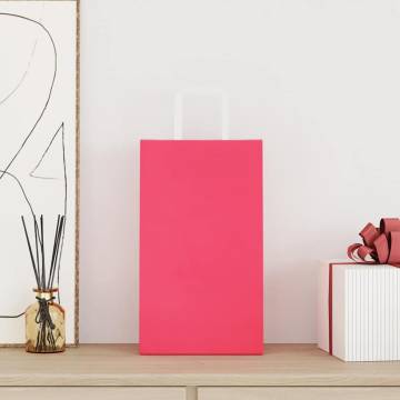 250 Pink Paper Bags with Handles | Eco-Friendly & Durable