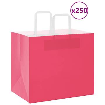 250 Pink Paper Bags with Handles - Eco-Friendly Packaging