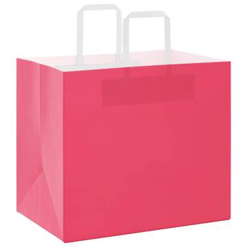 250 Pink Paper Bags with Handles - Eco-Friendly Packaging