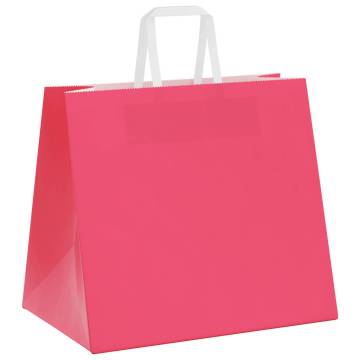 250 Pink Paper Bags with Handles - Eco-Friendly Packaging