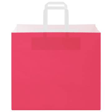 250 Pink Paper Bags with Handles - Eco-Friendly Packaging