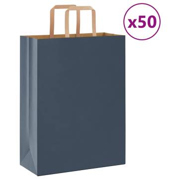 Paper Bags 50 pcs with Handles Blue - Eco-Friendly & Durable