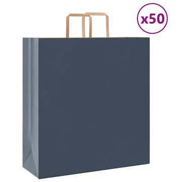 Blue Paper Bags with Handles - 50 pcs | Hipomarket