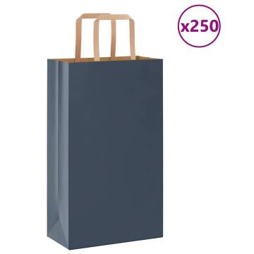 Blue Paper Bags with Handles - 250 pcs | Eco-Friendly Option