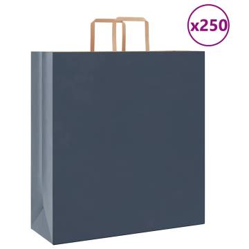 Blue Paper Bags with Handles - 250 pcs | Eco-Friendly Packaging