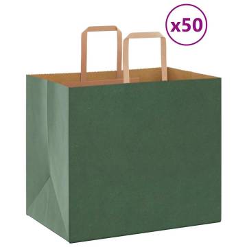 Eco-Friendly Green Paper Bags with Handles - 50 pcs - Hipomarket