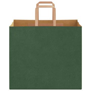 Eco-Friendly Green Paper Bags with Handles - 50 pcs - Hipomarket