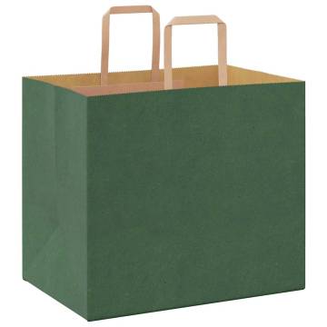 Eco-Friendly Green Paper Bags with Handles - 50 pcs - Hipomarket