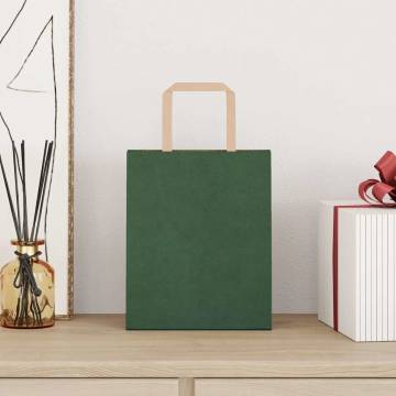 Eco-Friendly Green Paper Bags 250 pcs with Handles - 18x8x22 cm