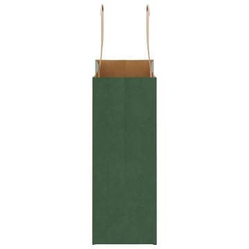 Eco-Friendly Green Paper Bags 250 pcs with Handles - 18x8x22 cm