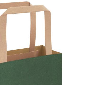 Eco-Friendly Green Paper Bags 250 pcs with Handles - 18x8x22 cm