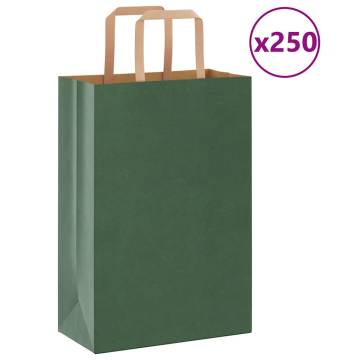 Eco-Friendly Green Paper Bags 250 pcs with Handles - Hipomarket