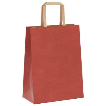 Red Paper Bags with Handles - 50 pcs Durable & Recyclable