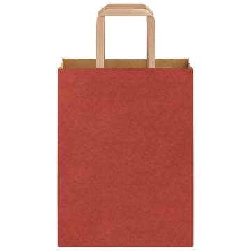 Red Paper Bags with Handles - 50 pcs Durable & Recyclable