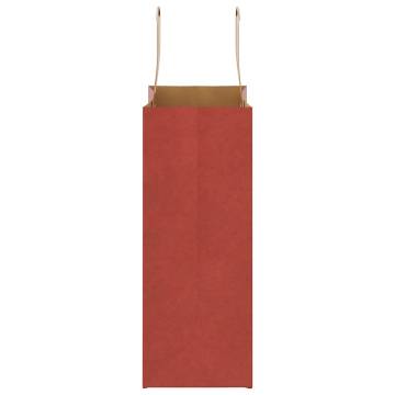 Red Paper Bags with Handles - 50 pcs Durable & Recyclable