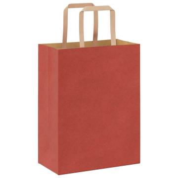 Red Paper Bags with Handles - 50 pcs Durable & Recyclable